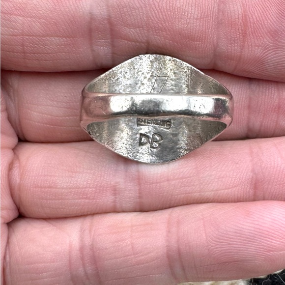 Signed Navajo Native American Sterling Silver Blue Turquoise Mens Ring 11.25 - Picture 4 of 4